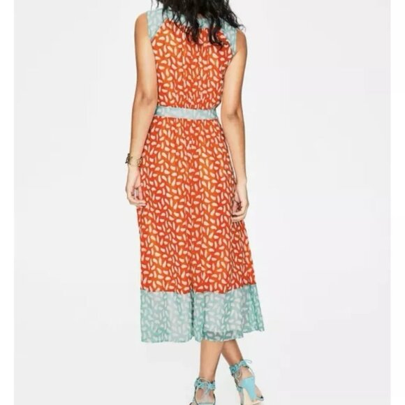 NWT Boden Sylvie Brush Stroke Midi Dress Sz 12 Lined Zipper Flowy Chiffon - Picture 9 of 13